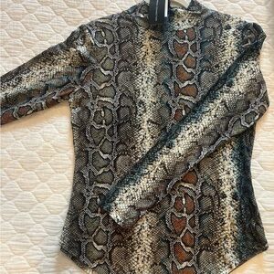 French Connection Snake Print Top - Brown and Black